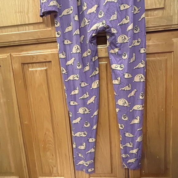 MeUndies Women's Seal Print Hooded Pajama Jumpsuit One Piece Sleepwear - Picture 5 of 11